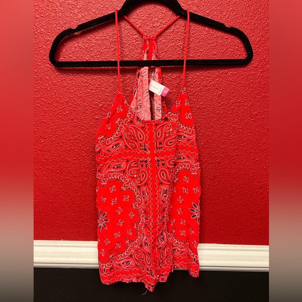 Red bandanna woman tank top